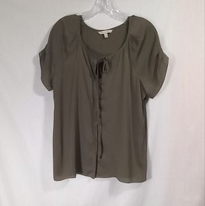 41 Hawthorn Forrest Green Short Sleeve Button Down Top Size M